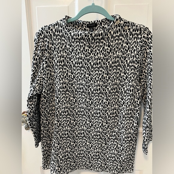 Like new Talbots 3/4 sleeve knit top. Black and white animal print. - Picture 1 of 5